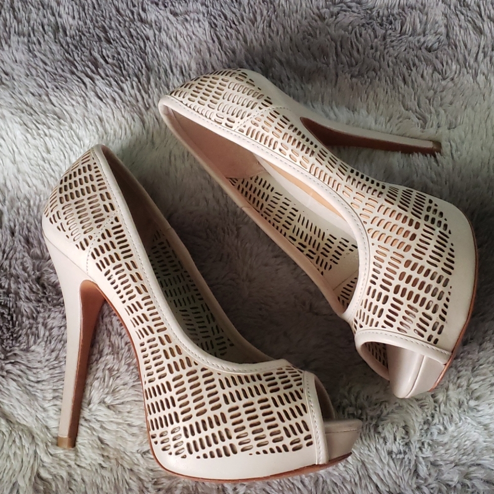 Leather Peep Toe Heels